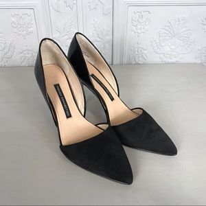 French Connection Pointed Toe D’Orsay Black Suede Leather Stilleto Pump